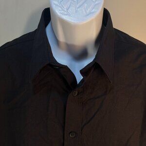 UNTUCKit Men's jet black short sleeve dress or casual shirt Large L EUC